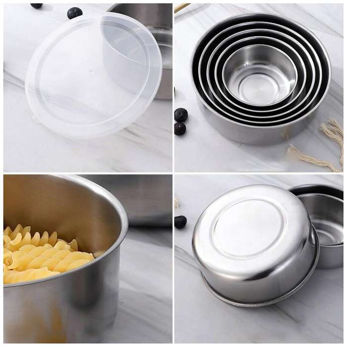 5 PCS Stainless Steel Food Container Sealed Crisper Storage Lunch Box Bowls with Lids Food Storage B