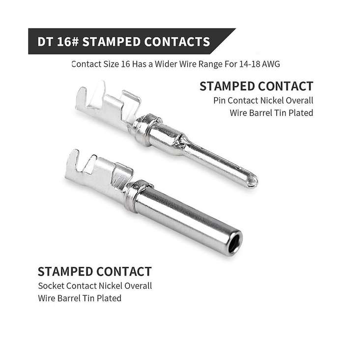 5 Set 2 Pin Dt Connector Kit, Waterproof Dt Connector, Size 16 Stamped Contacts, Seal Plugs for Car,