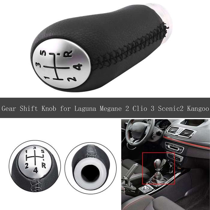 5 Speed Gear Knob Leather Head Stick for 2 3 2003-2009 Scenic2 Kangoo Car Accessories