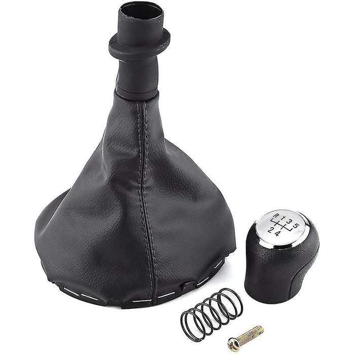 5 Speed Gear Shift Knob Manual Black Gear Shift Knob Kit Gaiter Boot Cover Leather Gear Stick Cover