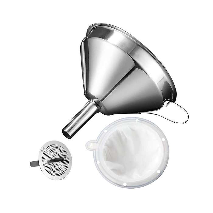 5.1 Inch 304 Stainless Steel Kitchen Funnel with 200 Mesh Food Filter Strainer for Transferring Liqu
