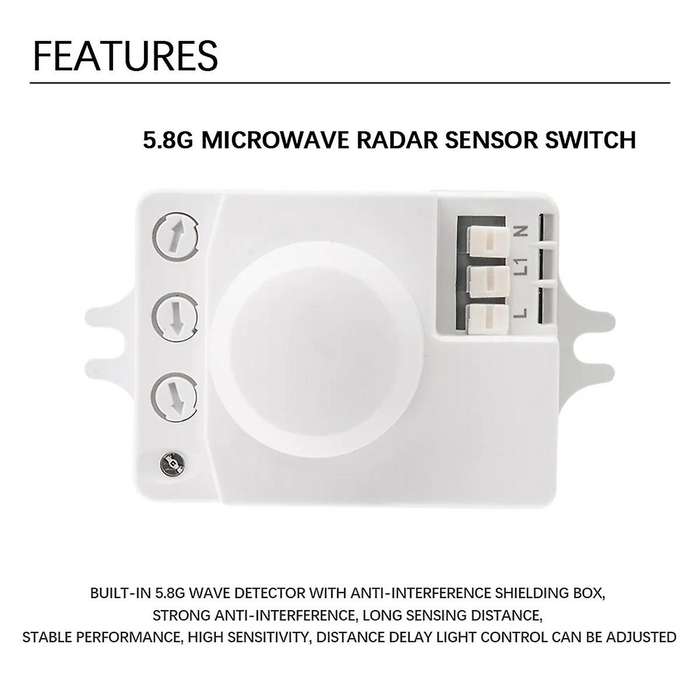 5.8G Microwave Induction Switch 220V Intelligent Energy Saving Control Microwave Radar Sensor