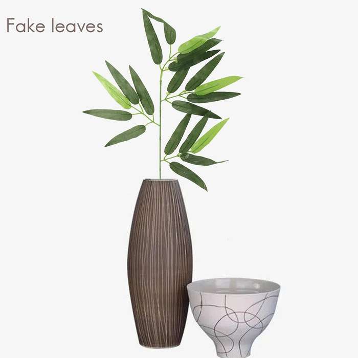 50 PCS Artificial Green Bamboo Leaves Green Plants Greenery Leaves for Home Hotel Office Party Deco