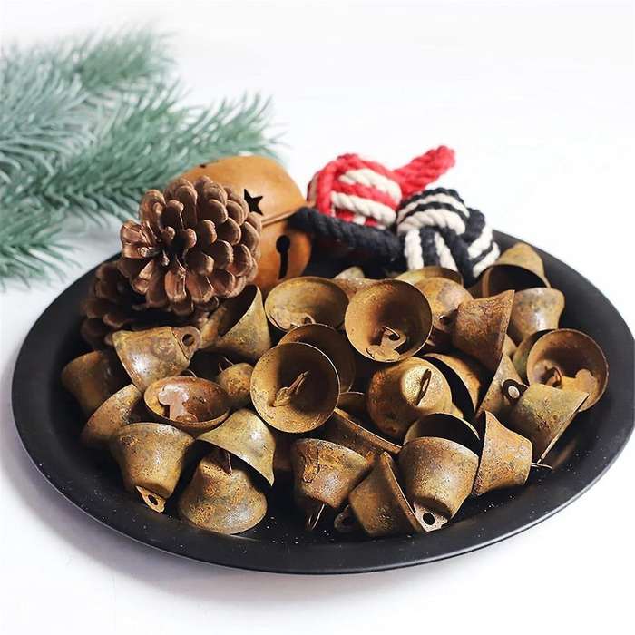 50 PCS Mini Jingle Bells, Christmas Bells, for Crafting Wreath Craft Bells, Holiday Home Decoration