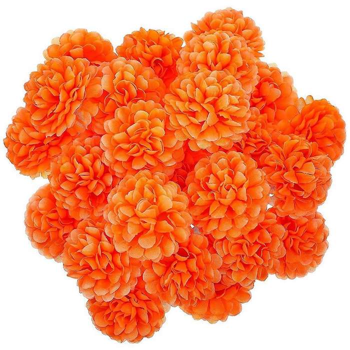 50 Pieces Marigold Flowers Orange Flowers Marigold Flower Decorations Silk Artificial Orange Artific