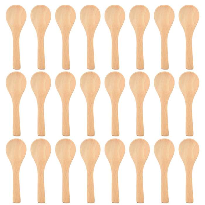 50 Pieces Small Wooden Spoons Condiments Spoons(Light Brown)
