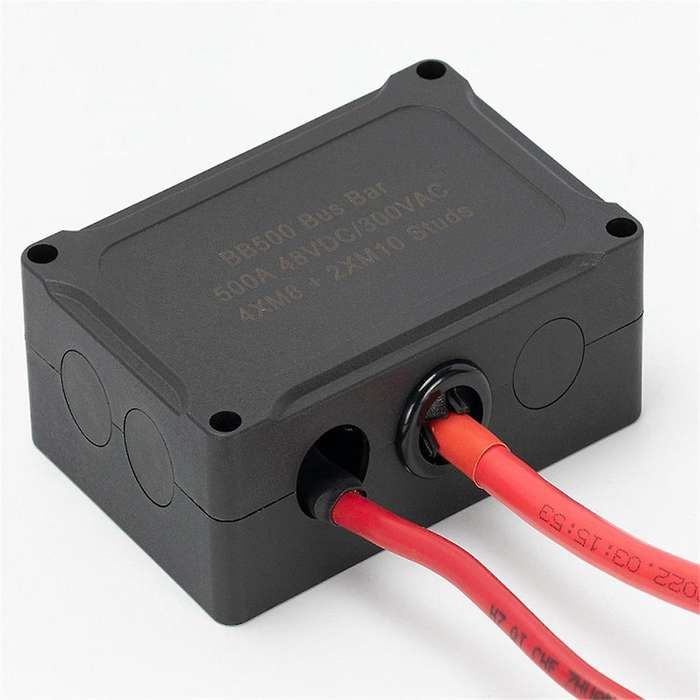500a Marine Busbar 48v Automotive Distribution Block High Current 6 Studs with Red Black Cover Yacht