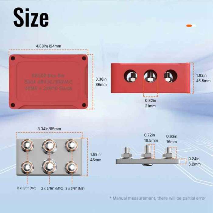 500a Marine Bus Bar 48v Automotive Power Distribution Block Big Current 6 Studs Plastic Cover for Ca