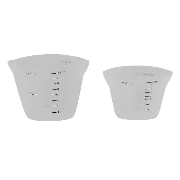 500ml and 250ml Reusable Silicone Measuring Cups Household Translucent Measuring Cups with Graduati