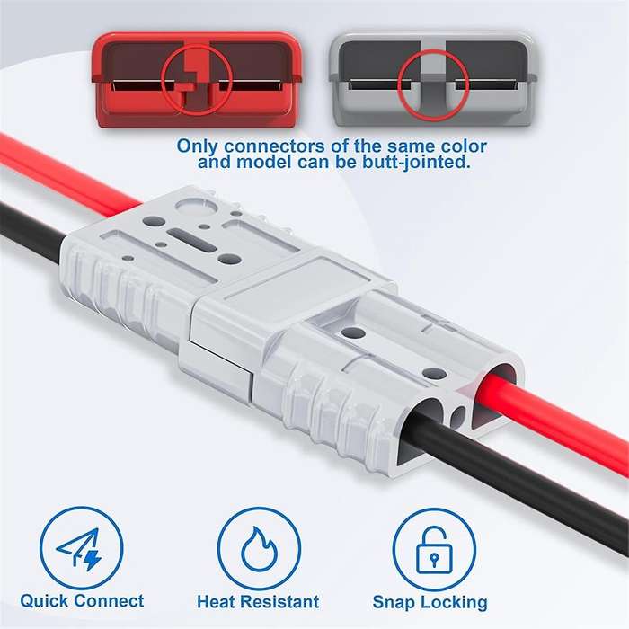 50A Battery Quick Disconnect Connector with 8AWG Wire and Mounting Bracket Extension Cable Connecto