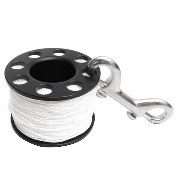 50M Scuba Diving Spool Finger Reel with Stainless Steel Double Ended Hook Equipment Cave Dive