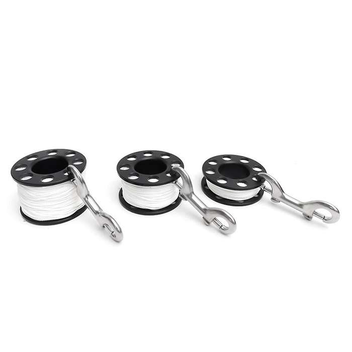 50M Scuba Diving Spool Finger Reel with Stainless Steel Double Ended Hook Equipment Cave Dive