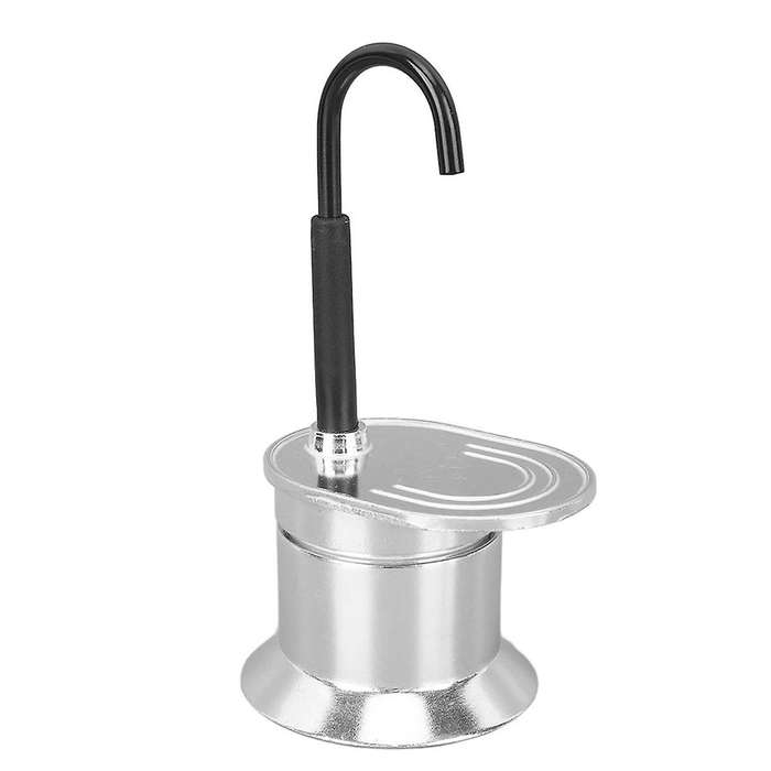 50ml Single Tube Moka Pot Aluminum Alloy Silver, Spout Stovetop Italian Coffee Maker, Enjoy Deliciou