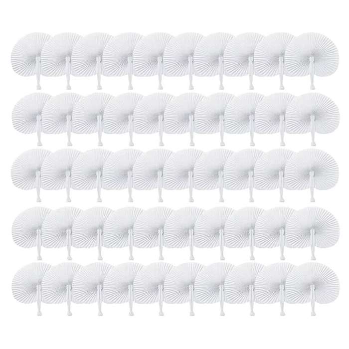 50-pack Accordion Fan Handheld- Portable Circular Handheld Fans with Plastic Handle for Special Occ