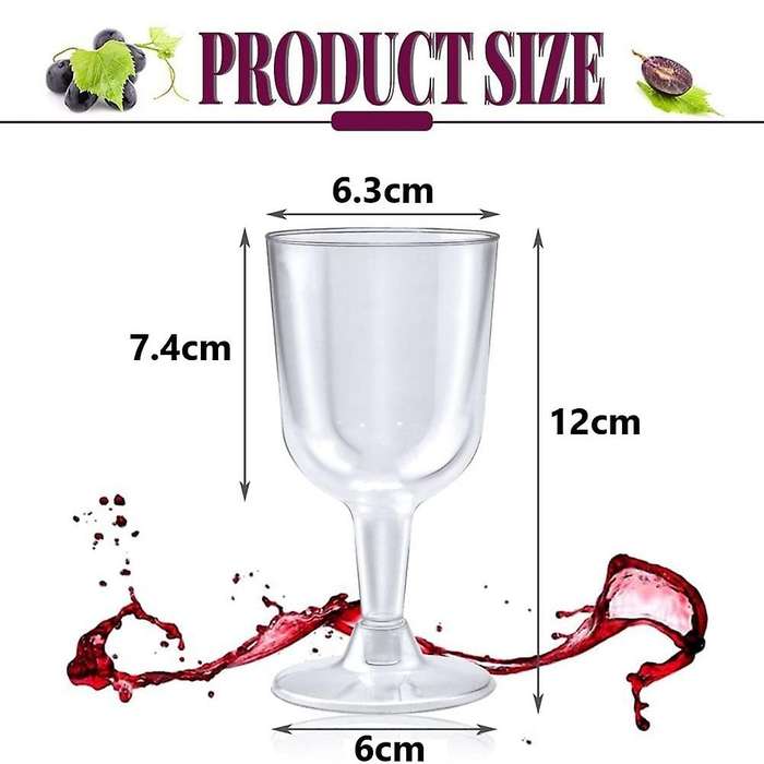 50pcs Clear Plastic Wine Glass Recyclable, Disposable & Reusable Cups for Champagne, Dessert, Beer