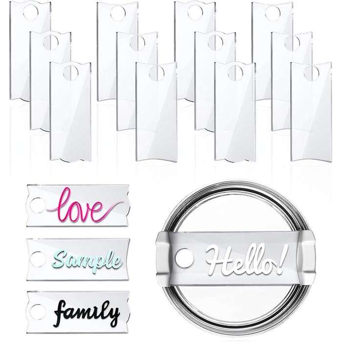 50PCS Name for Cups Acrylic Nameplate Personalized Name Tag Blank for Tumbler Topper Lid Accessories