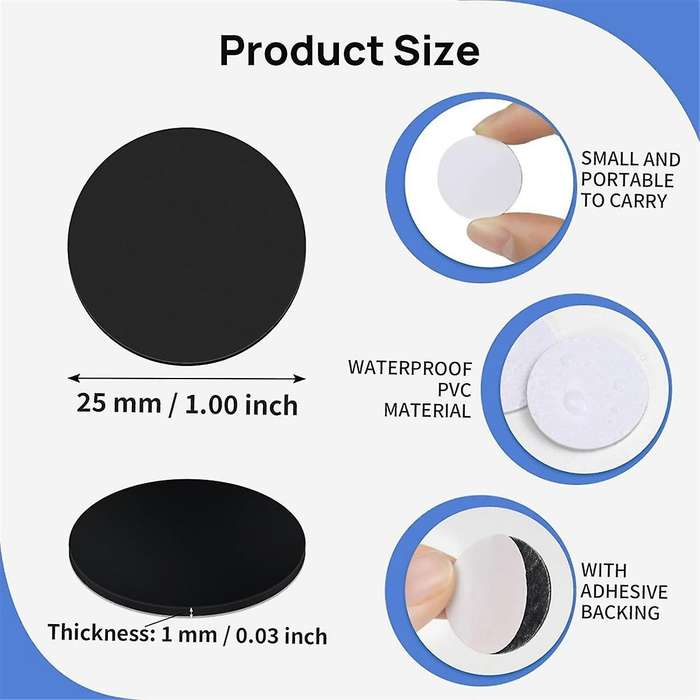 50PCS NFC Sticker Tags, NFC Cards with Adhesive Backing, Round Rewritable NFC Card, 504 Bytes Memory