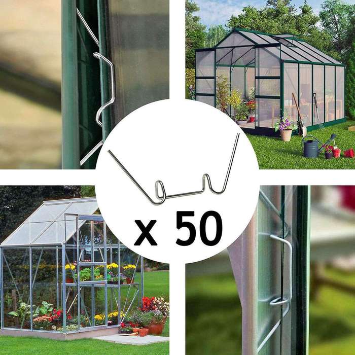 50pcs Stainless Steel Greenhouse W Clips Wire Glazing Glass Frame Fixing