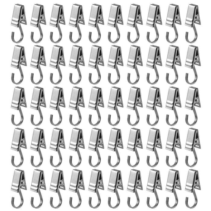 50pcs Stainless Steel Clips Hooks Clip Rings Metal Curtain Clips for Photos