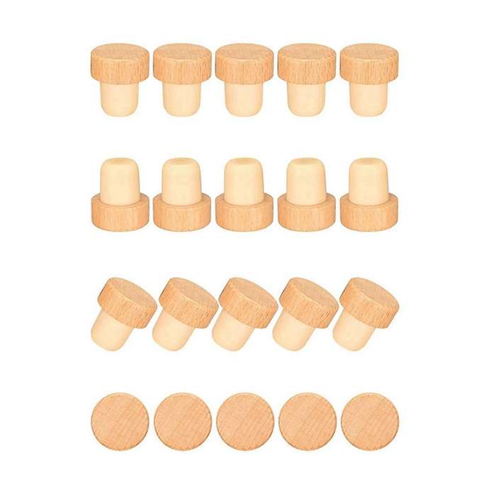 50pcs T Shape Wine Corks Tasting Corks T Shape Wine Corks with Beech Top Wooden Wine Bottle Stopper