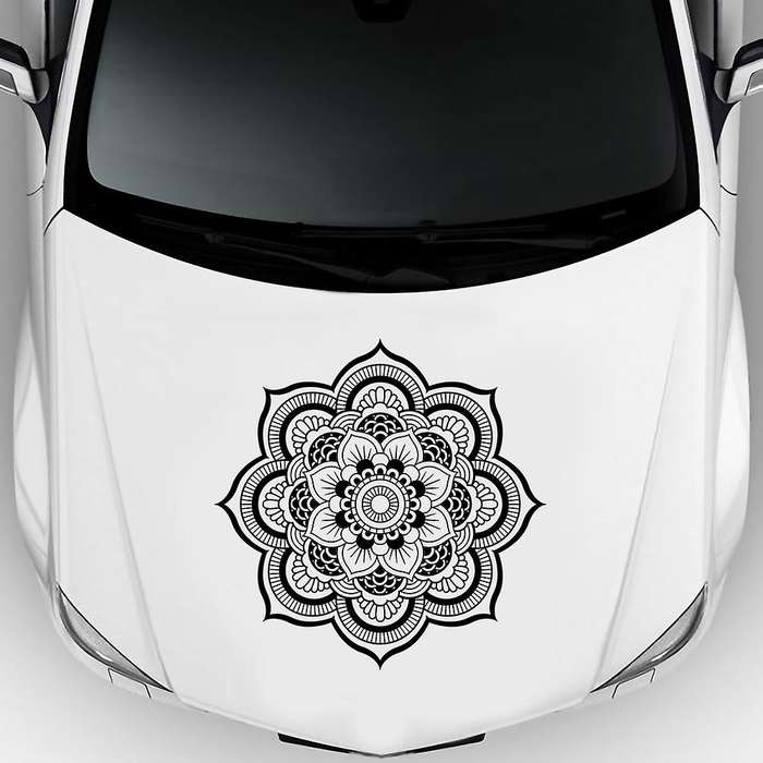 50X50cm Car Hood Vinyl Decal Mandala Sticker for Wrangler Totem Cover Hood Car Sticker Black White