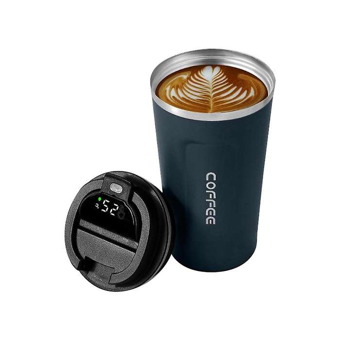 510Ml Smart Bottle for Coffee LED Temperature Display Thermal Mug Insulated Tumbler Coffee Cup Blue