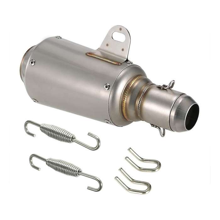 51mm Universal Motorcycle ATV Frosting Stainless Steel Exhaust Pipe Muffler-Silver