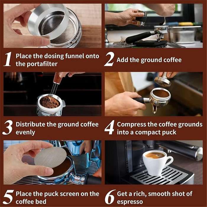 51mm Espresso Wdt Tool, Dosing Funnel and Screen Set, Espresso Accessories Kit Barista Set, Coffee N