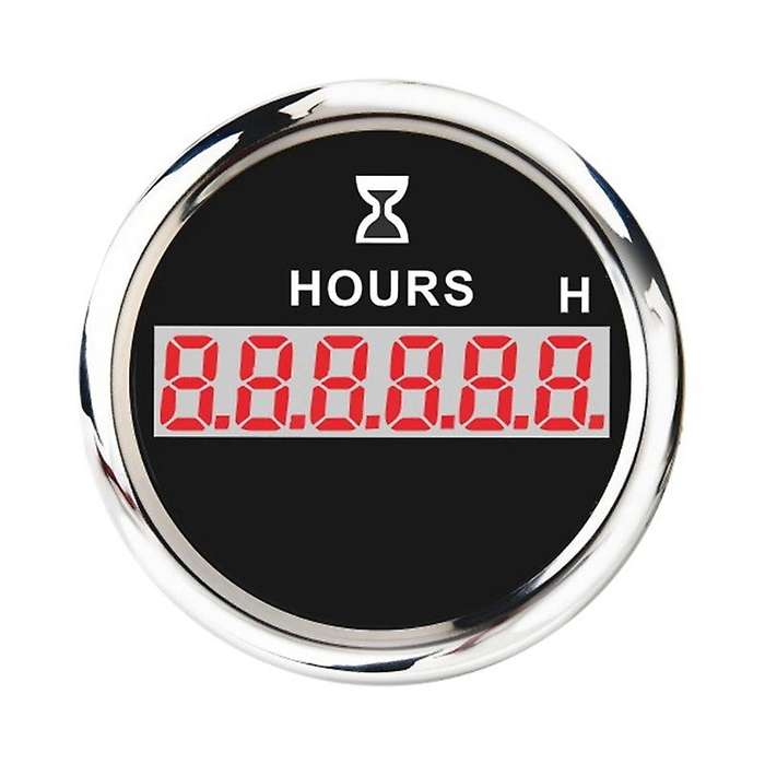 52mm Digital Hour Meter Gauge 0-99999.9H Universal Stainless Steel Hour Meter Indicator Red Backligh