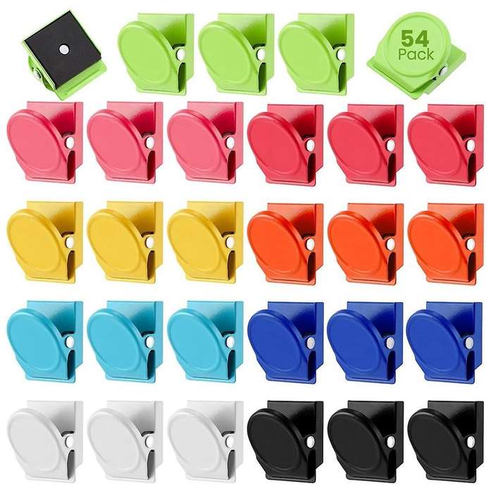 54 Pcs Refrigerator Magnets Clips Metal Heavy Duty Magnetic Clips Whiteboard Magnet Clip Locker Magn