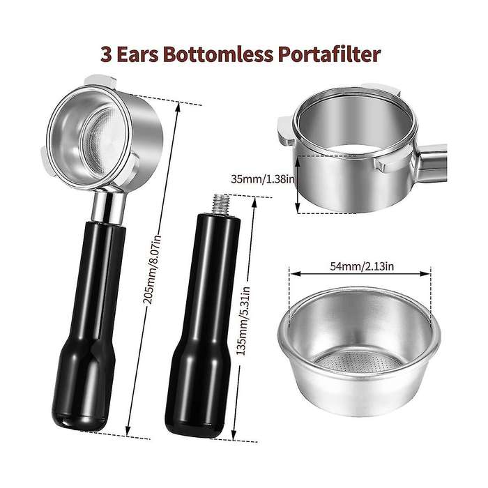 54mm Bottomless Portafilter, 3 Ears Espresso Portafilter with Filter Basket, for 8 Series Bes870/880