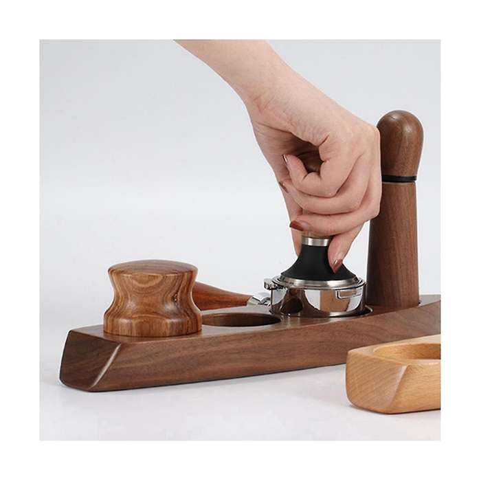 58mm Walnut Wood Coffee Powder Hammer Base Coffee Filter Screen Holder Coffee Maker Support Base Ra