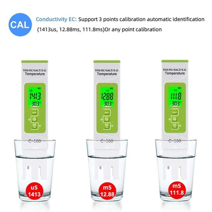 5-in-1 TDS/EC/Salinity/S.G./Temperature Salt Meter Digital Sea Water Quality Tester for Swimming Poo