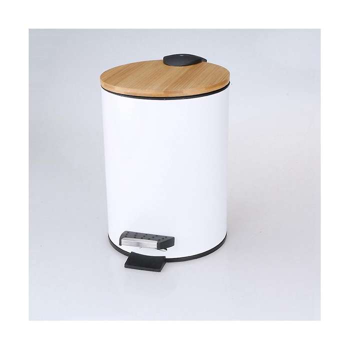 5l Round Foot Trash Can, White Household Trash Can with Lid, Suitable for Kitchen, Bedroom and Livin
