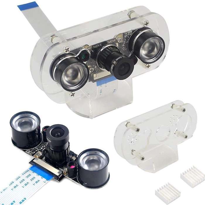 5mp Camera Module for Raspberry Pi 4b/3b+/3b/2b Infrared Night Vision 1080p Camera with Holder Case