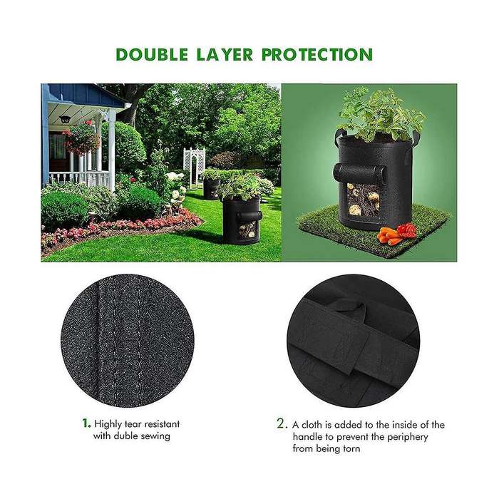 5packs 10 Gallon Potato Grow Bag, Heavy Duty Potato Bags for Growing Potatoes Fabric Potato Grow Ba