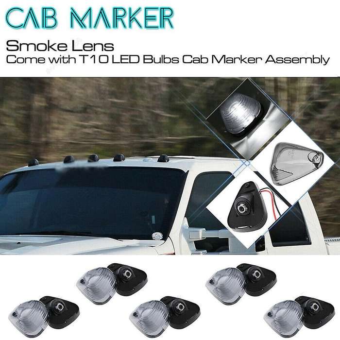 5Packs Cab Marker Light White Lens Roof Running Lightsw/Wiring for F250 F350 F450 F550 F65 E150 1999