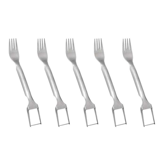 5Pcs 2-In-1 Stainless Steel Fruit Cutter Dual Head Fruit Forks Slicer Knife Watermelon Fork Slicer C