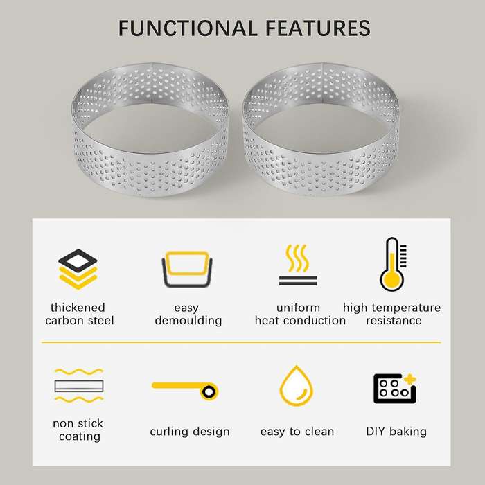 5Pcs 6cm Circular Tart Ring Dessert Stainless Steel PerCompatibleation Fruit Pie Quiche Cake Mousse