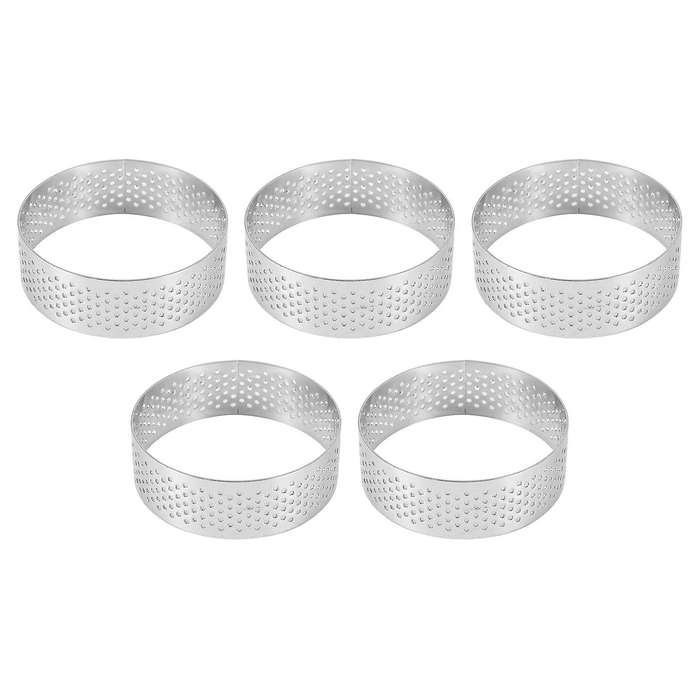 5Pcs 6cm Circular Tart Ring Dessert Stainless Steel PerCompatibleation Fruit Pie Quiche Cake Mousse