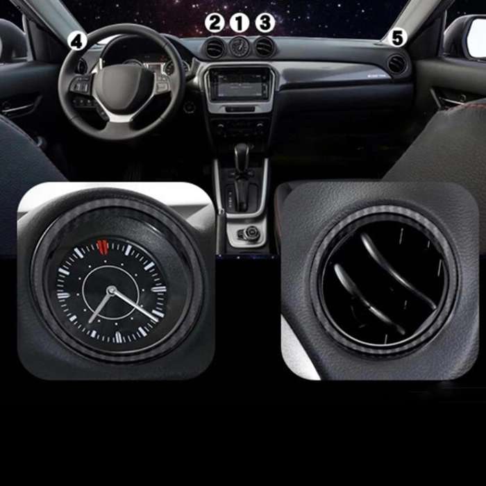 5Pcs Dashboard Air Conditioning Outlet Vent Ring Cover Trim ABS Carbon Fiber Interior Kit for Vitara