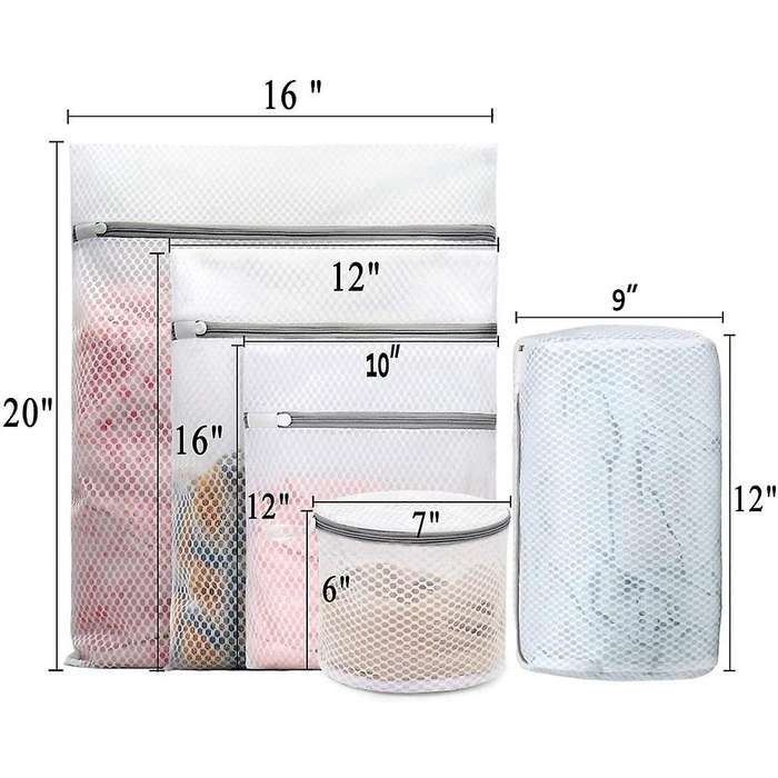 5Pcs Durable Honeycomb Mesh , Heavy Duty Net Fabric Reusable Wash Bag,Travel Storage Bag