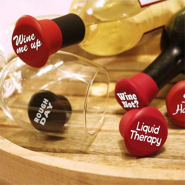 5PCS Funny Wine Stoppers - Perfect As Wine Accessories or Wine Gifts for Women - Set of 5 Funny Sili