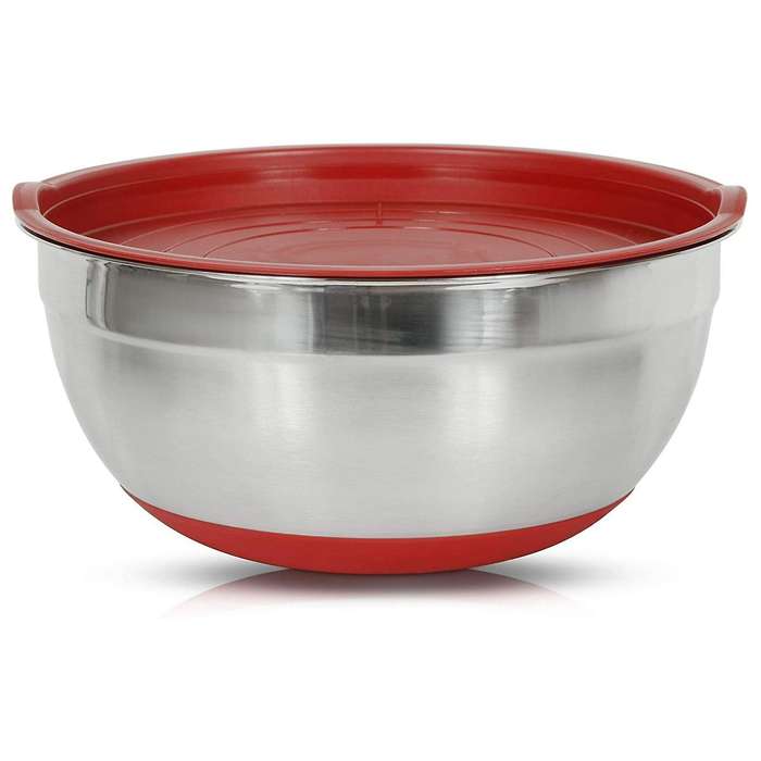 5Pcs Mixing Bowl with Lids Set, Stainless Steel Salad Mixing Bowl, Salad Bowl with Silicone Bottom f