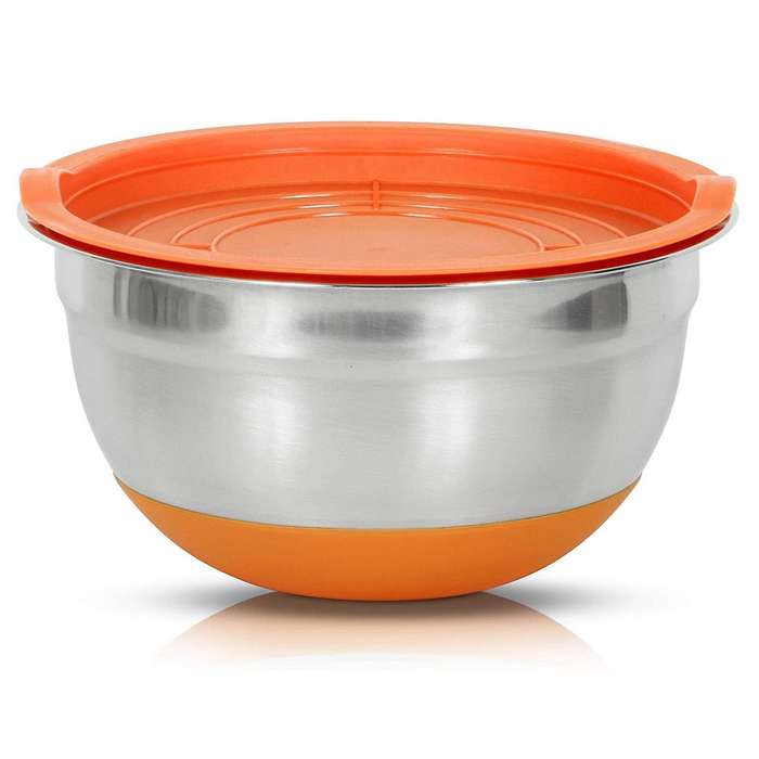 5Pcs Mixing Bowl with Lids Set, Stainless Steel Salad Mixing Bowl, Salad Bowl with Silicone Bottom f