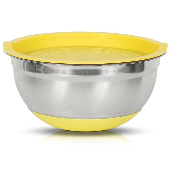 5Pcs Mixing Bowl with Lids Set, Stainless Steel Salad Mixing Bowl, Salad Bowl with Silicone Bottom f