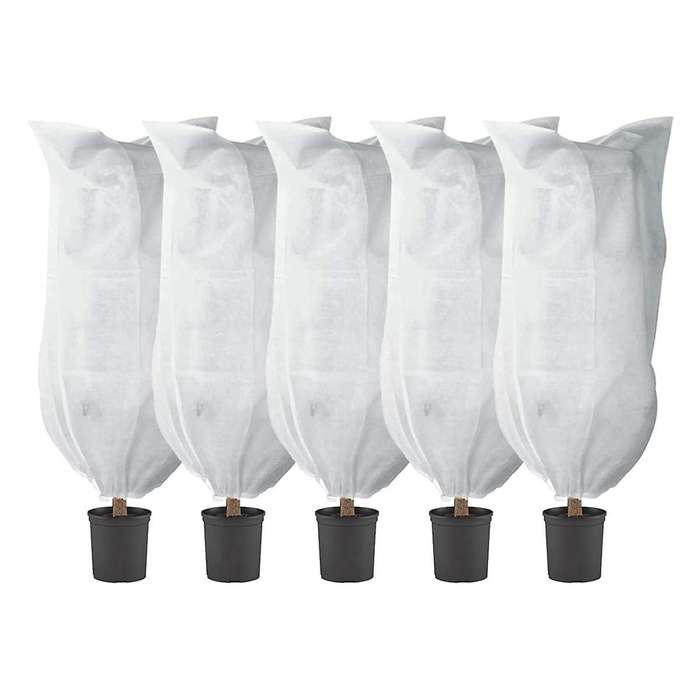 5pcs Plant Covers Freeze Protection-0.8x1m Reusable Plant Protector Bag with Drawstring and Zipper