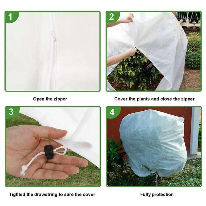 5pcs Plant Covers Freeze Protection-0.8x1m Reusable Plant Protector Bag with Drawstring and Zipper