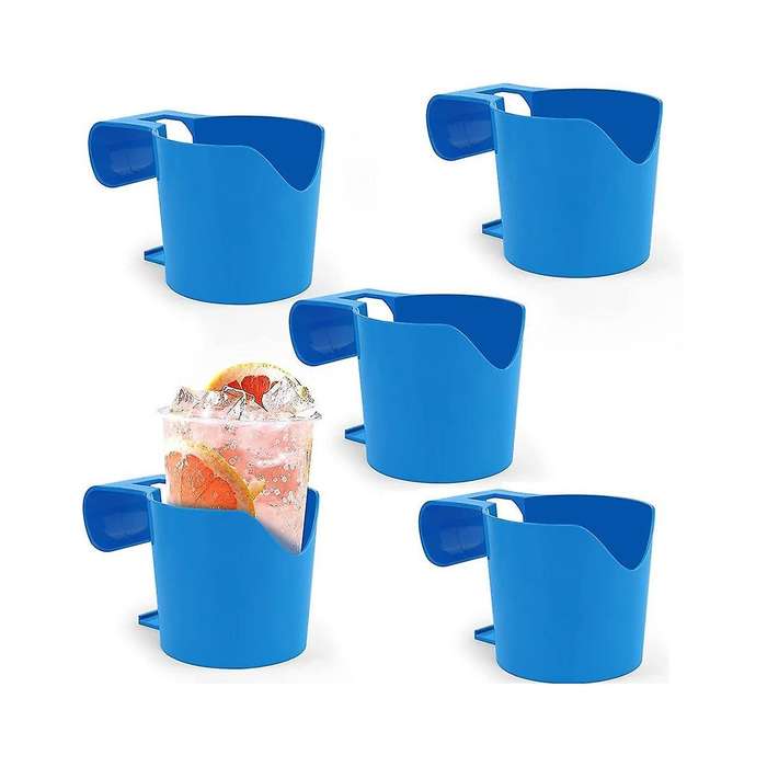 5pcs Pool Water Cup Hanging Holder Plastic Container Hook for Swimming Pool Side Beverage Drinks Be