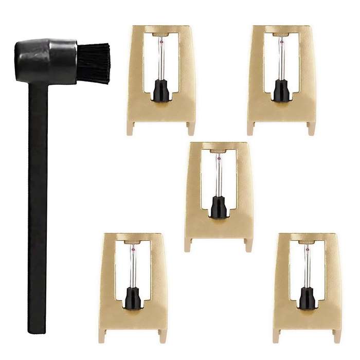 5Pcs Record Player Needles Replacement with Stylus Cleaning Brush Kit,Record Player Needle Stylus fo